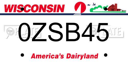 0ZSB45 Wisconsin License Plate