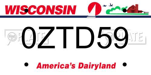 0ZTD59 Wisconsin License Plate