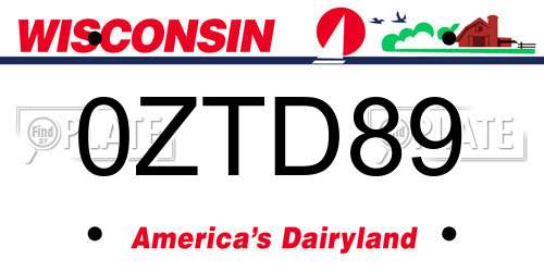 0ZTD89 Wisconsin License Plate