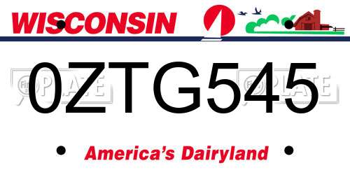 0ZTG545 Wisconsin License Plate