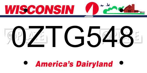 0ZTG548 Wisconsin License Plate