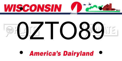 0ZTO89 Wisconsin License Plate