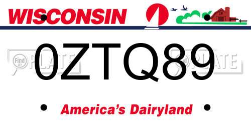 0ZTQ89 Wisconsin License Plate