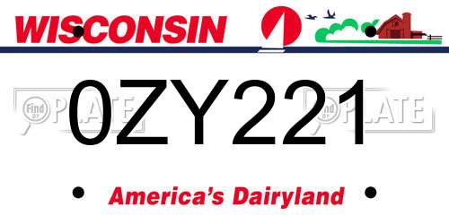 0ZY221 Wisconsin License Plate