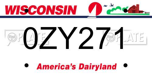 0ZY271 Wisconsin License Plate