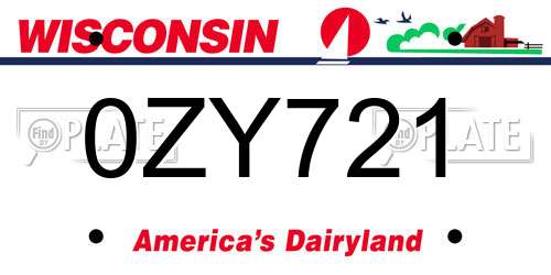 0ZY721 Wisconsin License Plate