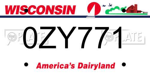 0ZY771 Wisconsin License Plate