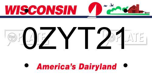 0ZYT21 Wisconsin License Plate