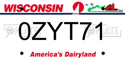 0ZYT71 Wisconsin License Plate