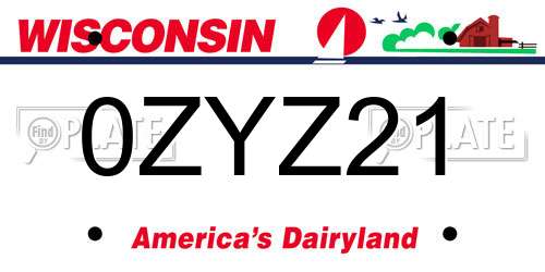 0ZYZ21 Wisconsin License Plate