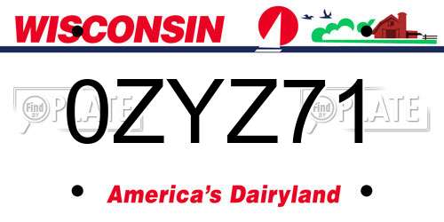 0ZYZ71 Wisconsin License Plate