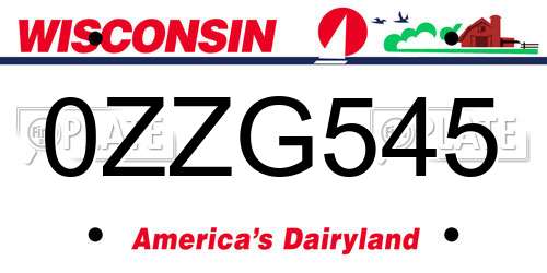 0ZZG545 Wisconsin License Plate