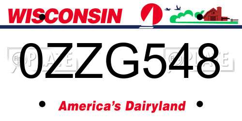 0ZZG548 Wisconsin License Plate