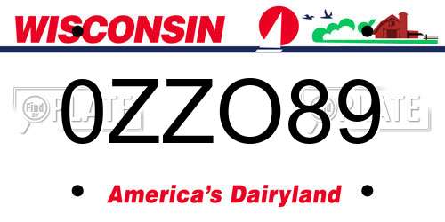 0ZZO89 Wisconsin License Plate