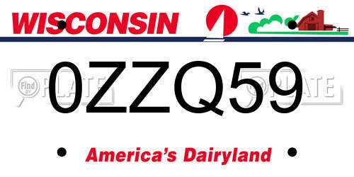 0ZZQ59 Wisconsin License Plate