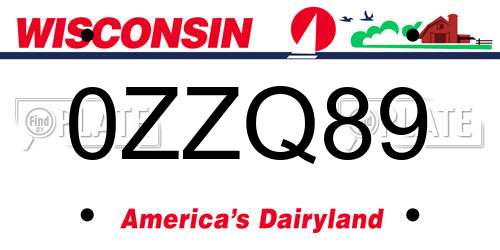 0ZZQ89 Wisconsin License Plate