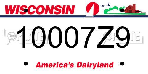 10007Z9 Wisconsin License Plate
