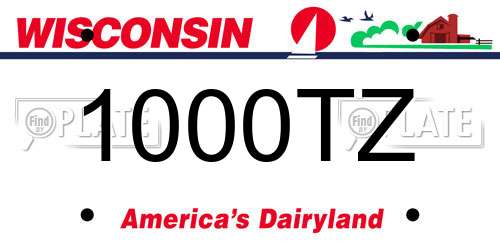 1000TZ Wisconsin License Plate
