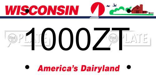 1000ZT Wisconsin License Plate