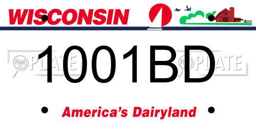 1001BD Wisconsin License Plate