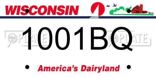 1001BQ Wisconsin License Plate