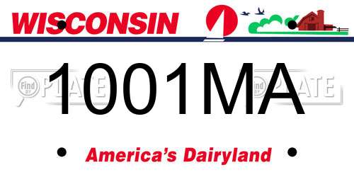 1001MA Wisconsin License Plate