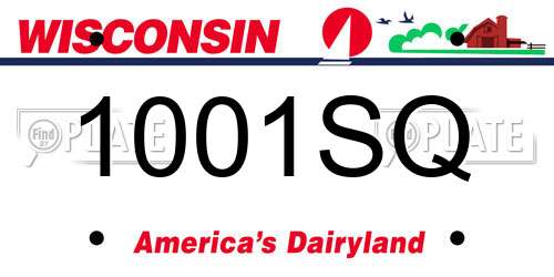 1001SQ Wisconsin License Plate