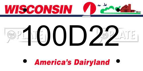 100D22 Wisconsin License Plate