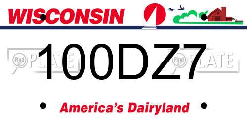 100DZ7 Wisconsin License Plate