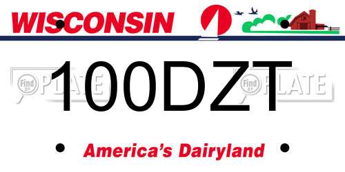100DZT Wisconsin License Plate