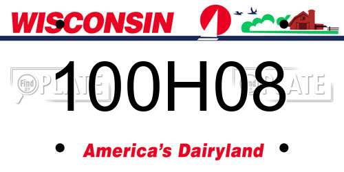 100H08 Wisconsin License Plate