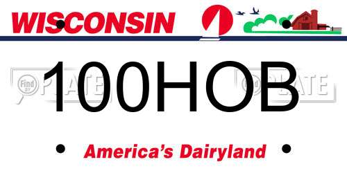 100HOB Wisconsin License Plate