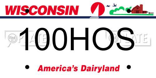 100HOS Wisconsin License Plate