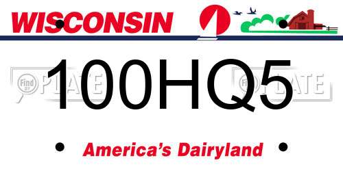 100HQ5 Wisconsin License Plate
