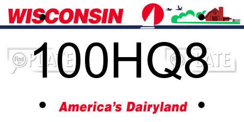 100HQ8 Wisconsin License Plate