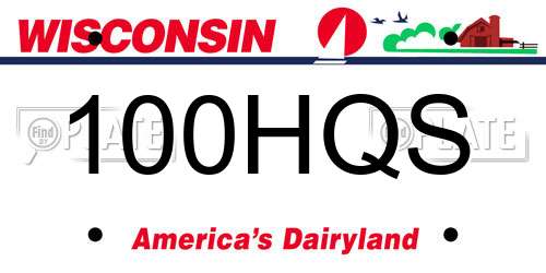 100HQS Wisconsin License Plate