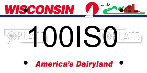 100IS0 Wisconsin License Plate