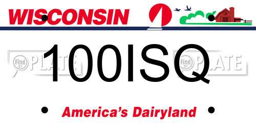 100ISQ Wisconsin License Plate