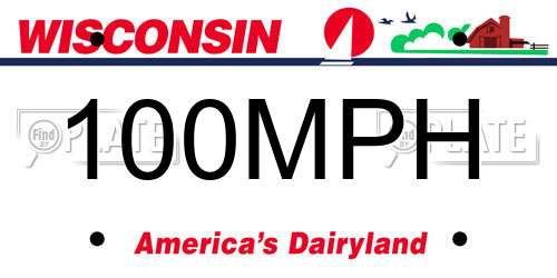 100MPH Wisconsin License Plate