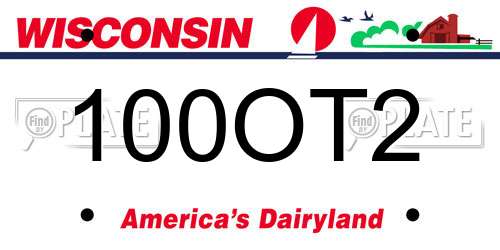 100OT2 Wisconsin License Plate
