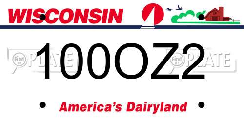 100OZ2 Wisconsin License Plate