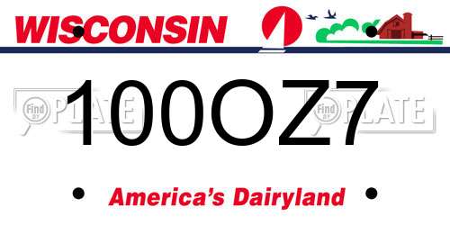 100OZ7 Wisconsin License Plate