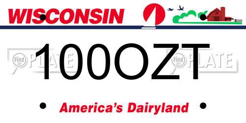 100OZT Wisconsin License Plate