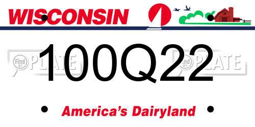 100Q22 Wisconsin License Plate