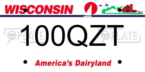 100QZT Wisconsin License Plate