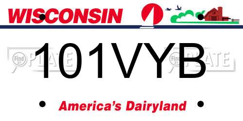 101VYB Wisconsin License Plate