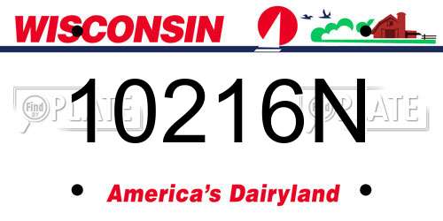 10216N Wisconsin License Plate