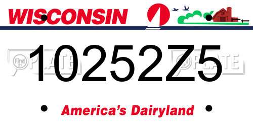 10252Z5 Wisconsin License Plate