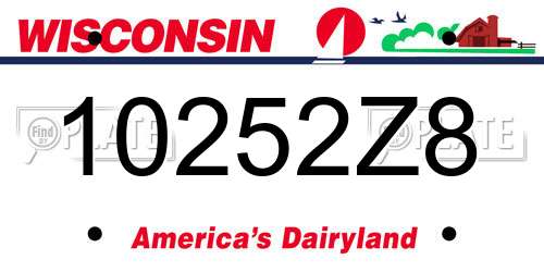 10252Z8 Wisconsin License Plate