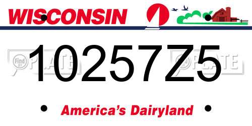10257Z5 Wisconsin License Plate